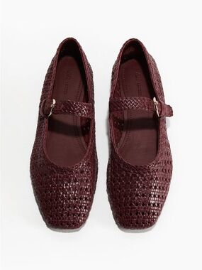 H&M Leather Mary Jane Flats Burgundy